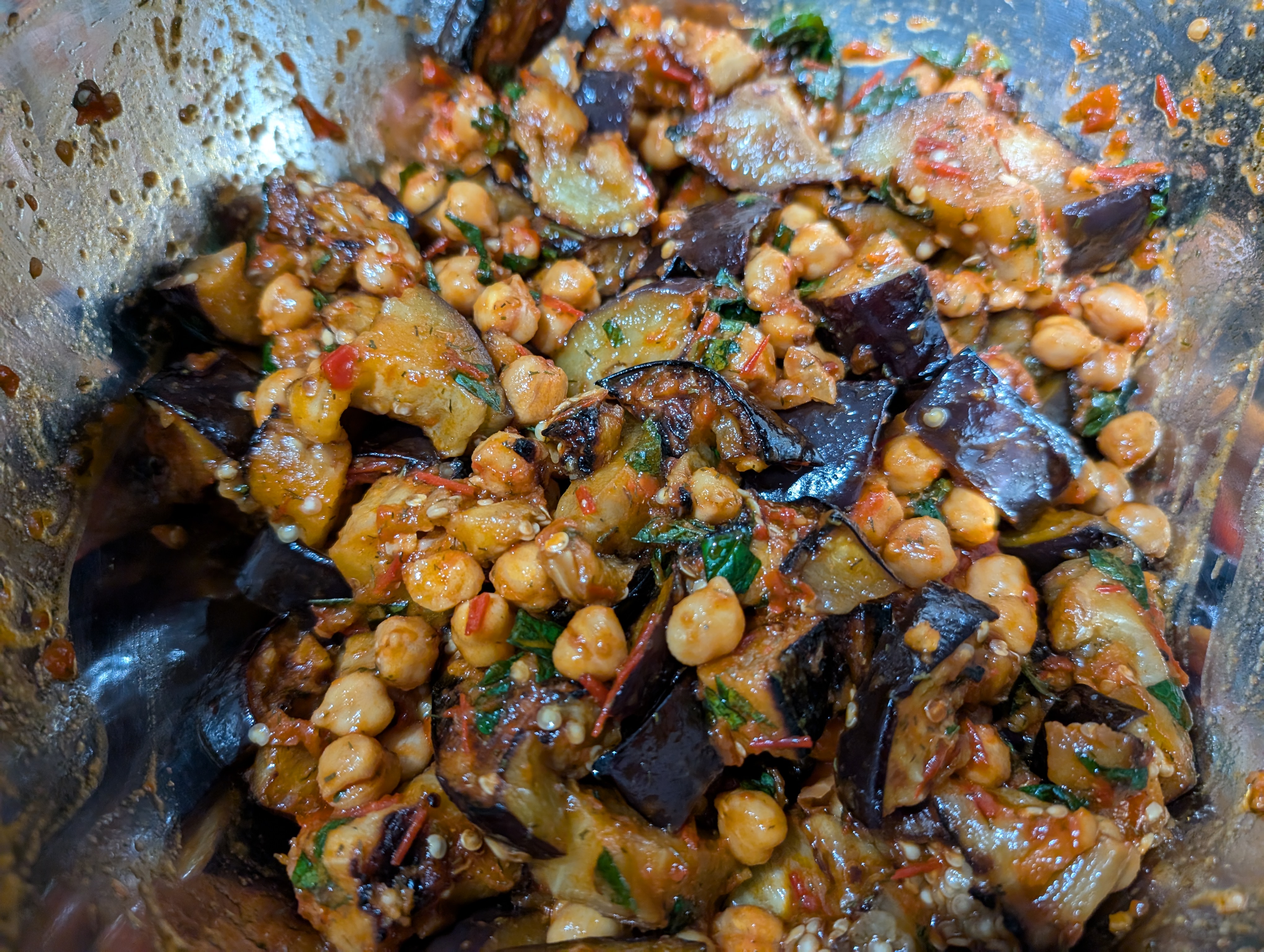 Spicy Egyptian eggplant with chickpeas